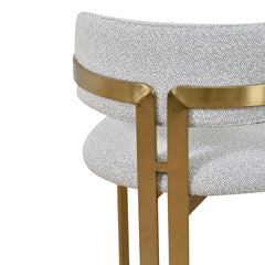 CBS8761-KS 65cm Brushed Gold Bar Stool - Grey Boucle