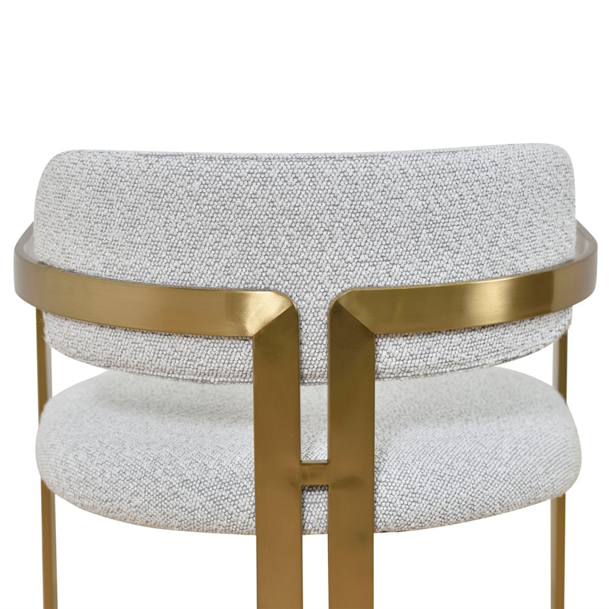 65cm Brushed Gold Bar Stool - Grey Boucle - View 11