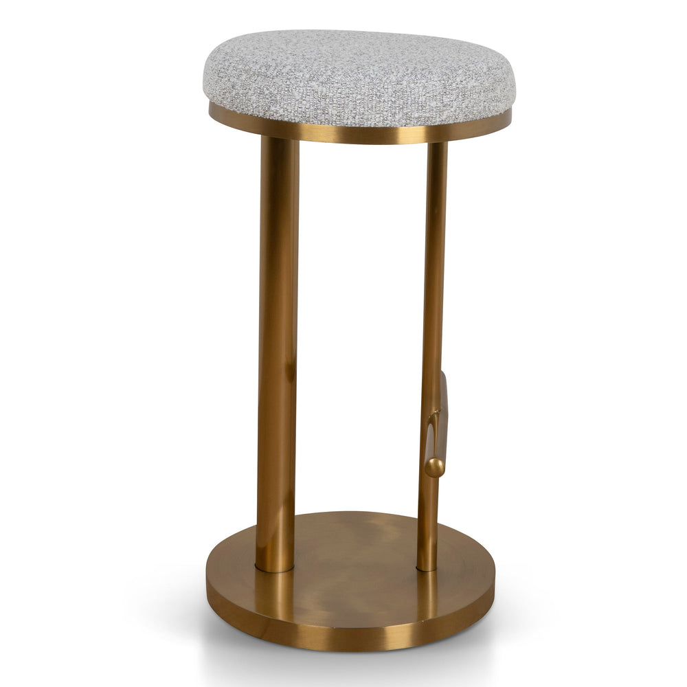 68cm Brushed Gold Bar Stool - Silver Grey Boucle - View 2