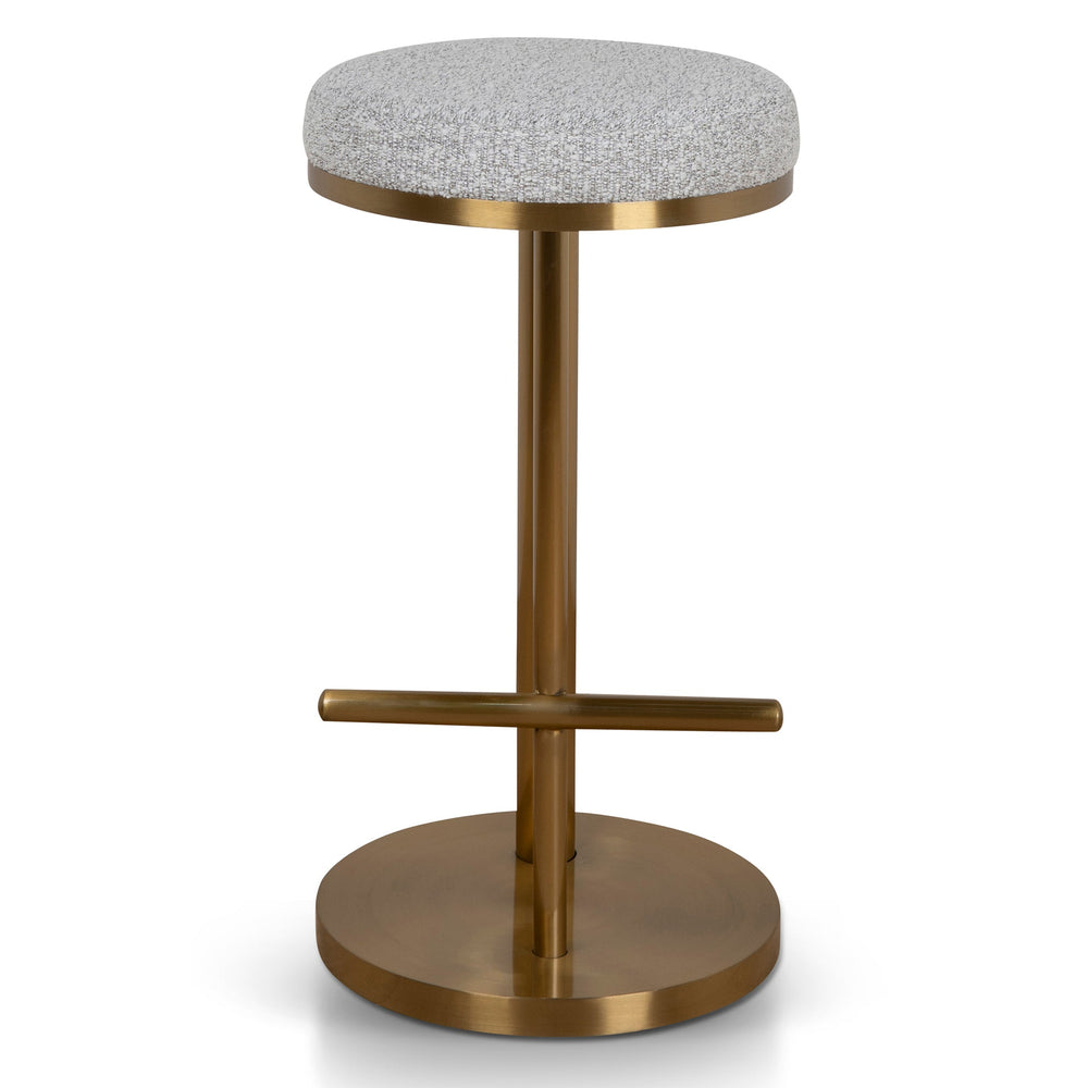 68cm Brushed Gold Bar Stool - Silver Grey Boucle