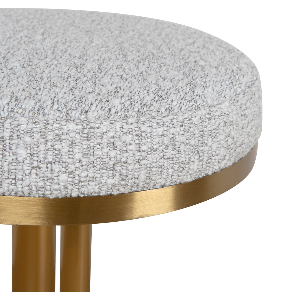 68cm Brushed Gold Bar Stool - Silver Grey Boucle - View 3
