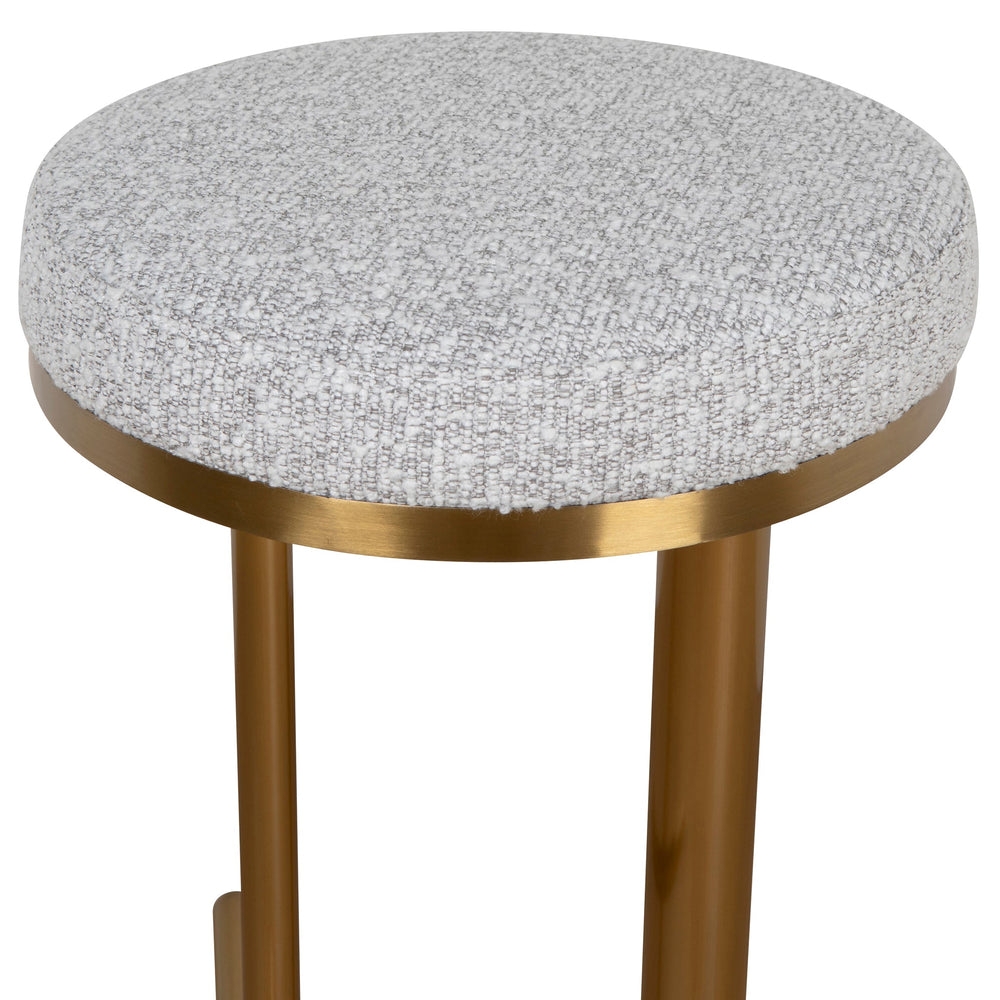 68cm Brushed Gold Bar Stool - Silver Grey Boucle - View 4