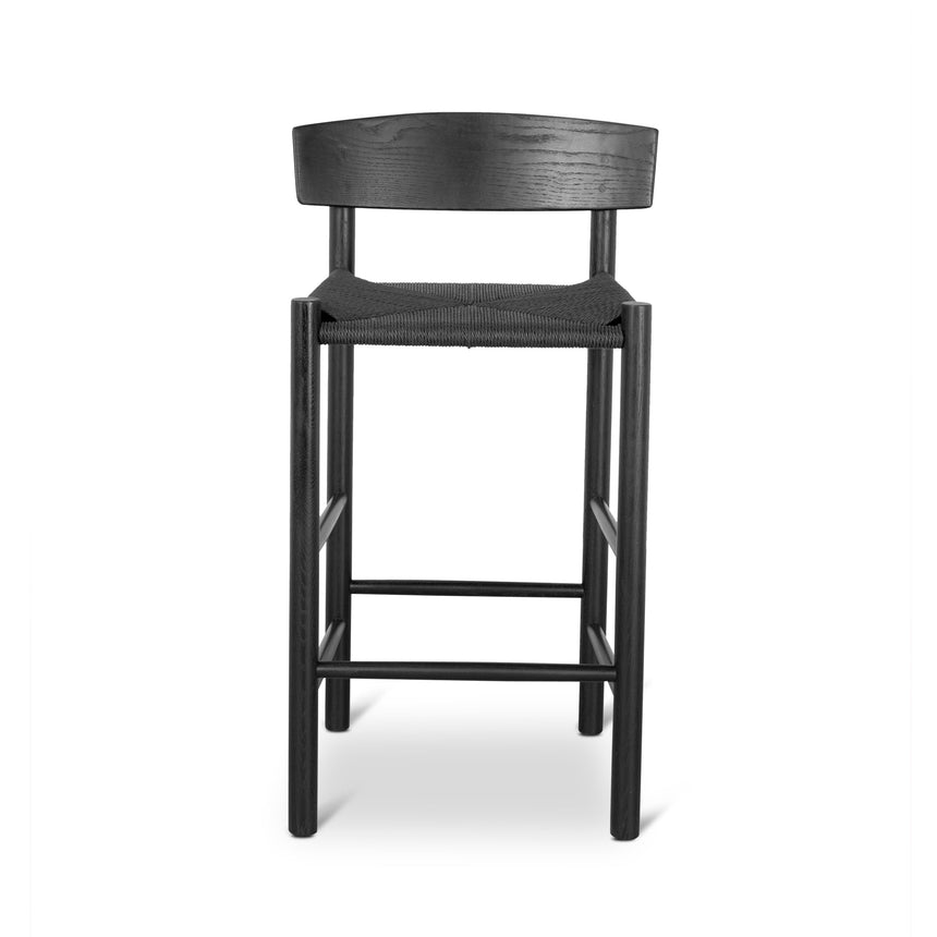 65cm Bar Stool - Full Black with Back Rest - View 2