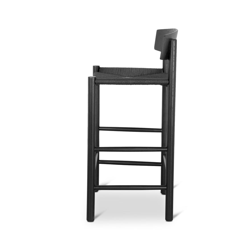 65cm Bar Stool - Full Black with Back Rest - View 3
