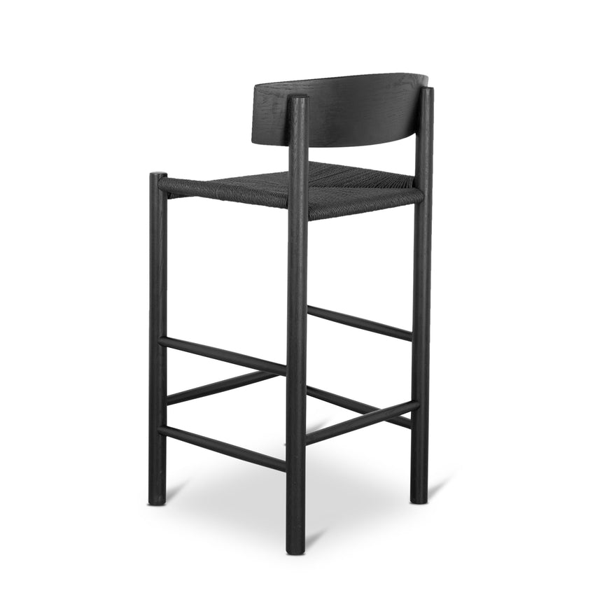 65cm Bar Stool - Full Black with Back Rest - View 4