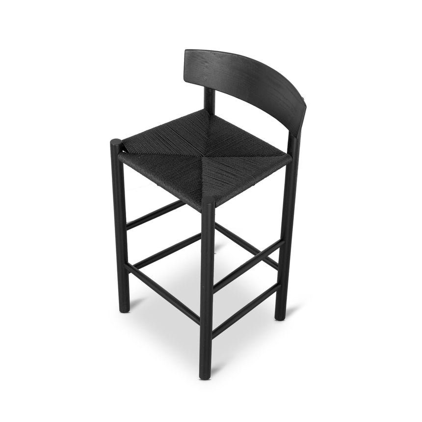 65cm Bar Stool - Full Black with Back Rest - View 6