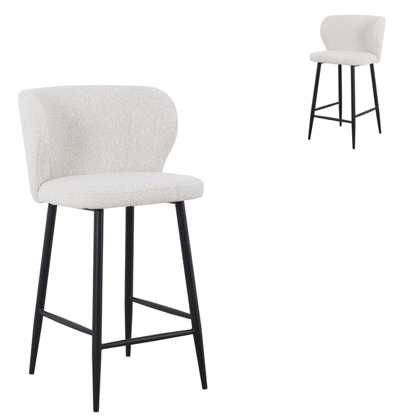 65cm Bar Stool - Pearl Grey Boucle (Set of 2)