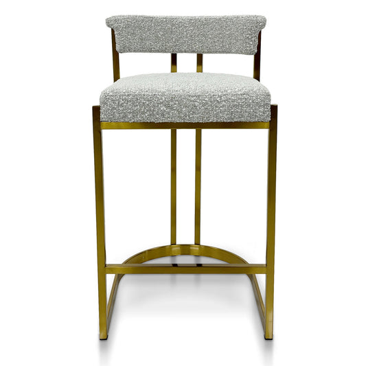 Ex Display - CBS8924-BS Silver Grey Boucle Bar Stool - Golden Base