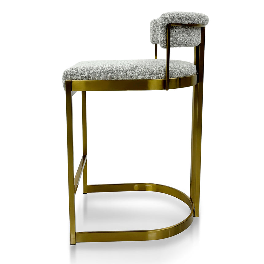 Ex Display - CBS8924-BS Silver Grey Boucle Bar Stool - Golden Base - View 3
