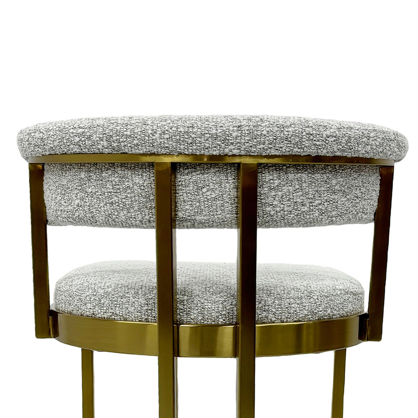 Ex Display - CBS8924-BS Silver Grey Boucle Bar Stool - Golden Base - View 9