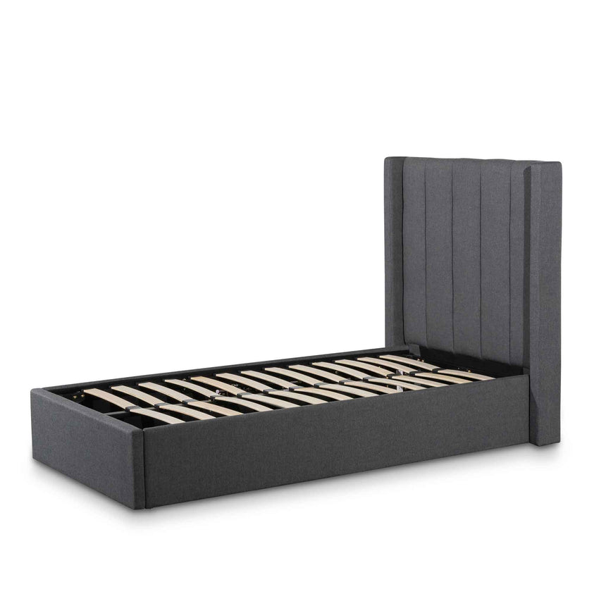 Oslo Single Bed Frame | Charcoal Storage | Myka Home - View 2