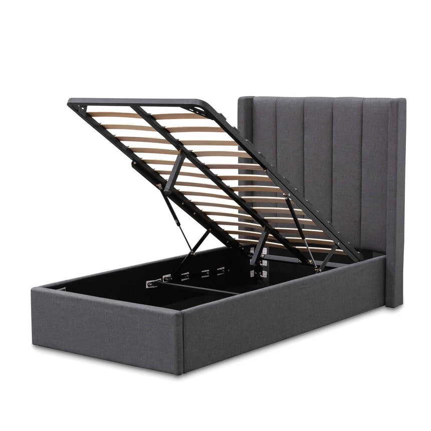 Oslo Single Bed Frame | Charcoal Storage | Myka Home - View 8