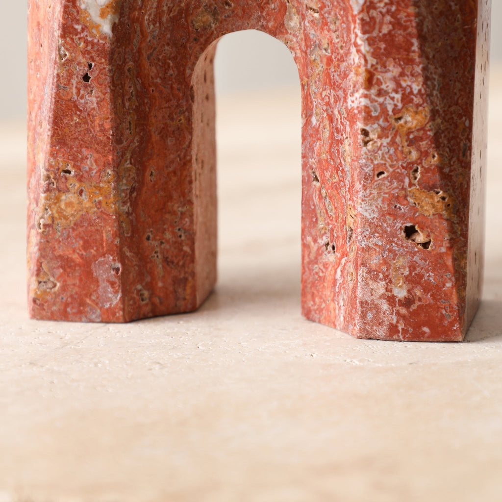 Arch Short Marble Sclupture | Red | Myka Home - View 3