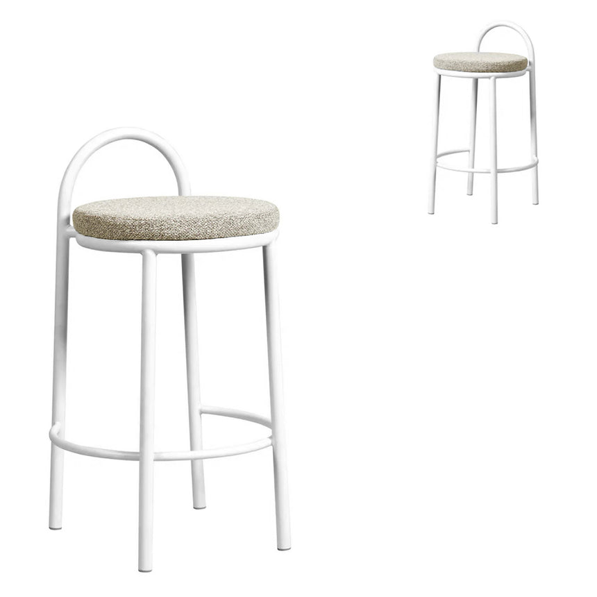 CBS8599-FH 63cm White Frame Bar Stool - Clay Grey (Set of 2)
