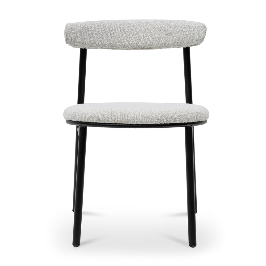 Fabric Dining Chair - Moon White Boucle and Black Legs - View 3
