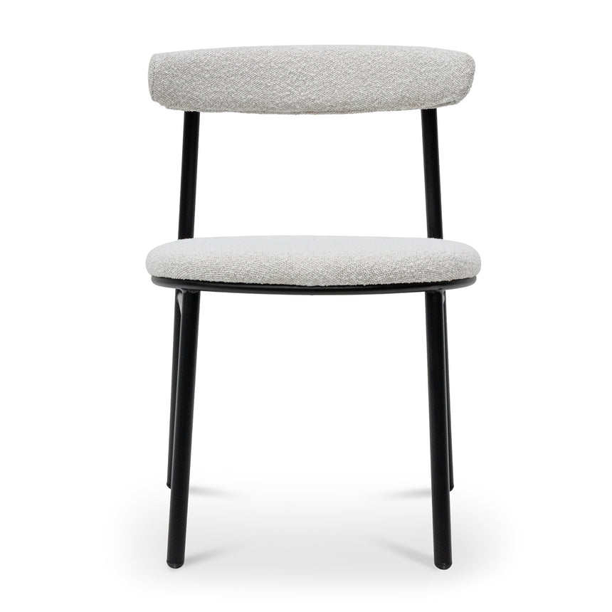Fabric Dining Chair - Moon White Boucle and Black Legs (Set of 2) - View 4