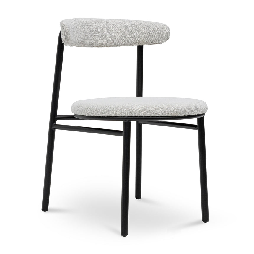 Fabric Dining Chair - Moon White Boucle and Black Legs (Set of 2) - View 3