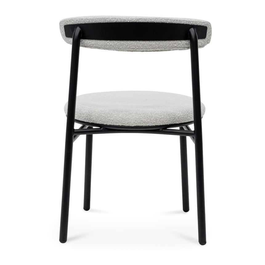 Fabric Dining Chair - Moon White Boucle and Black Legs - View 4