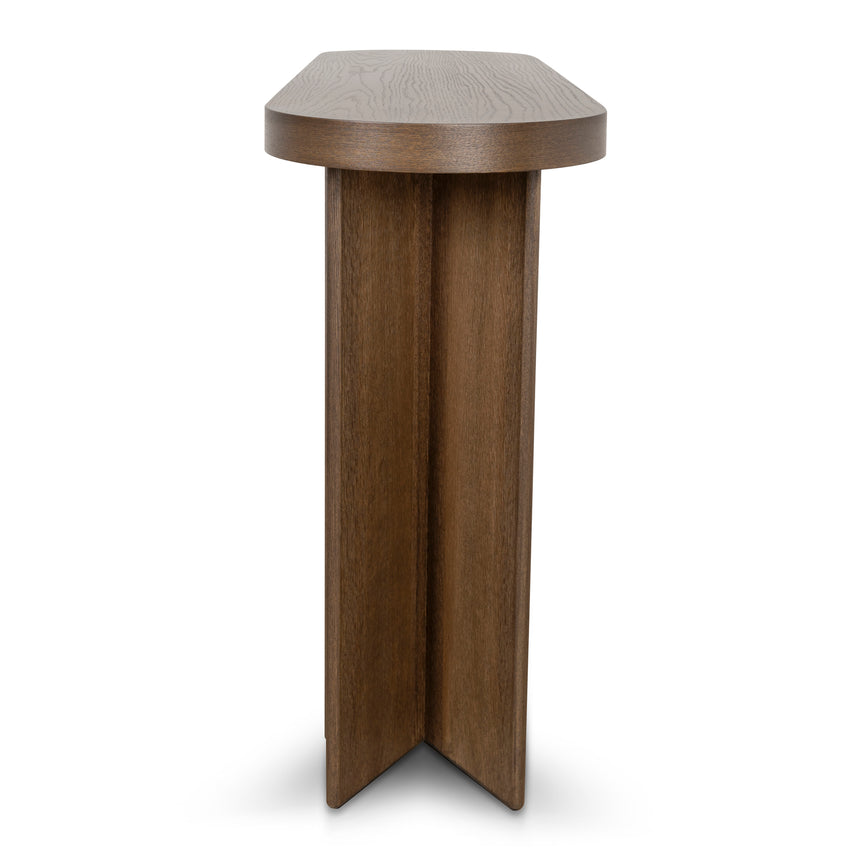 1.3m Pill Shape Console Table - Caramel Oak - View 4