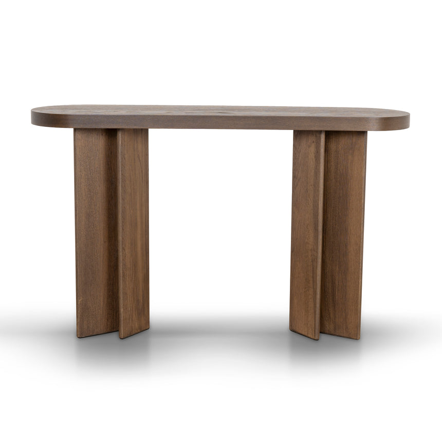 1.3m Pill Shape Console Table - Caramel Oak - View 2
