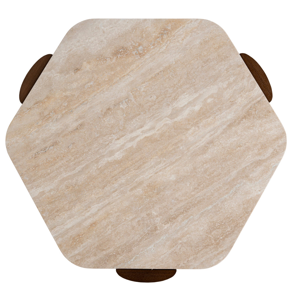 100cm Travertine Coffee Table | Walnut | Myka Home - View 5