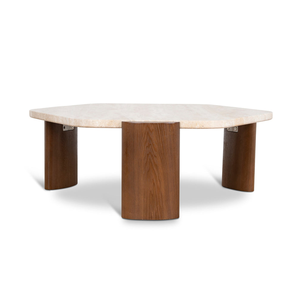 100cm Travertine Coffee Table | Walnut | Myka Home - View 3