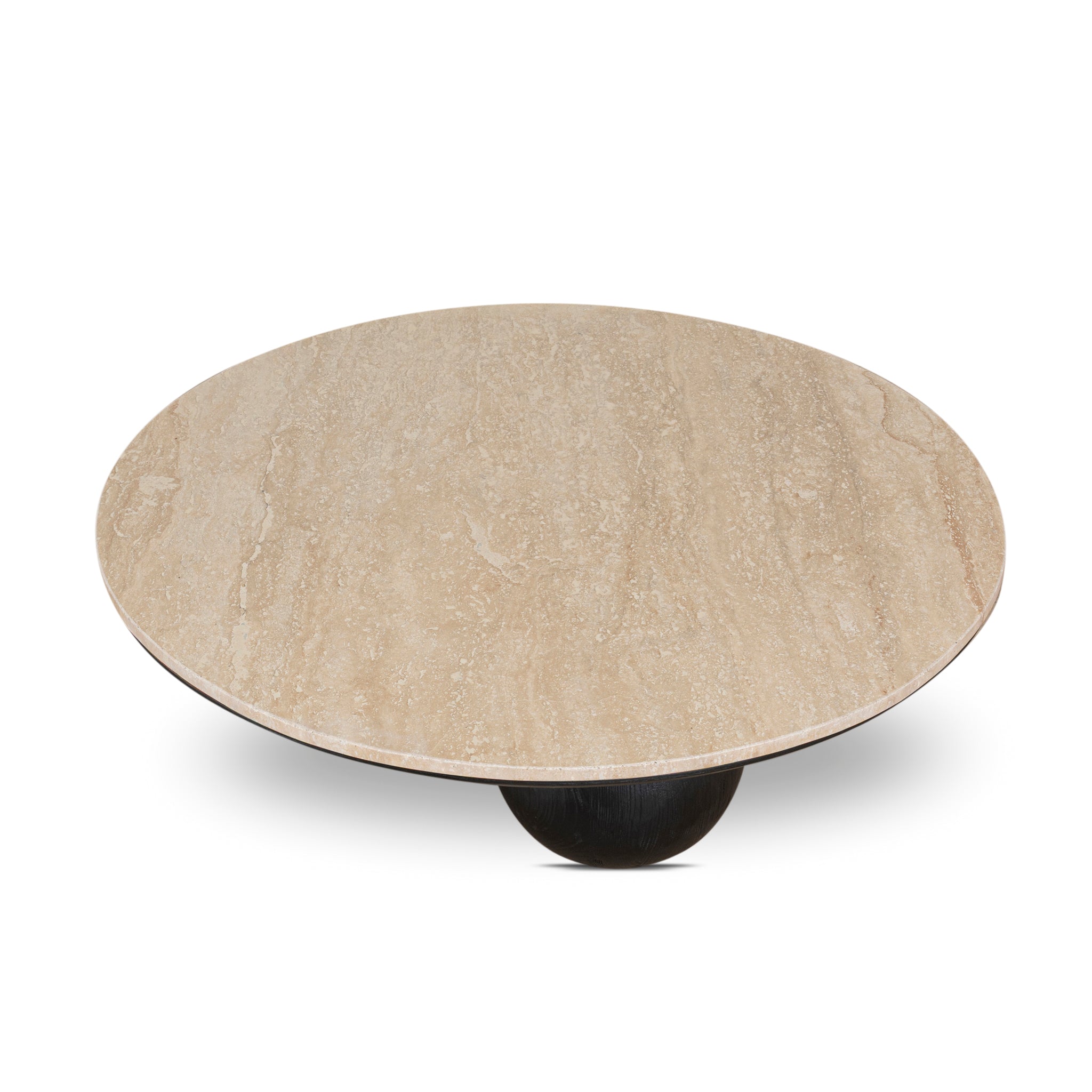 100CM Round Travertine Coffee Table | Black | Myka Home