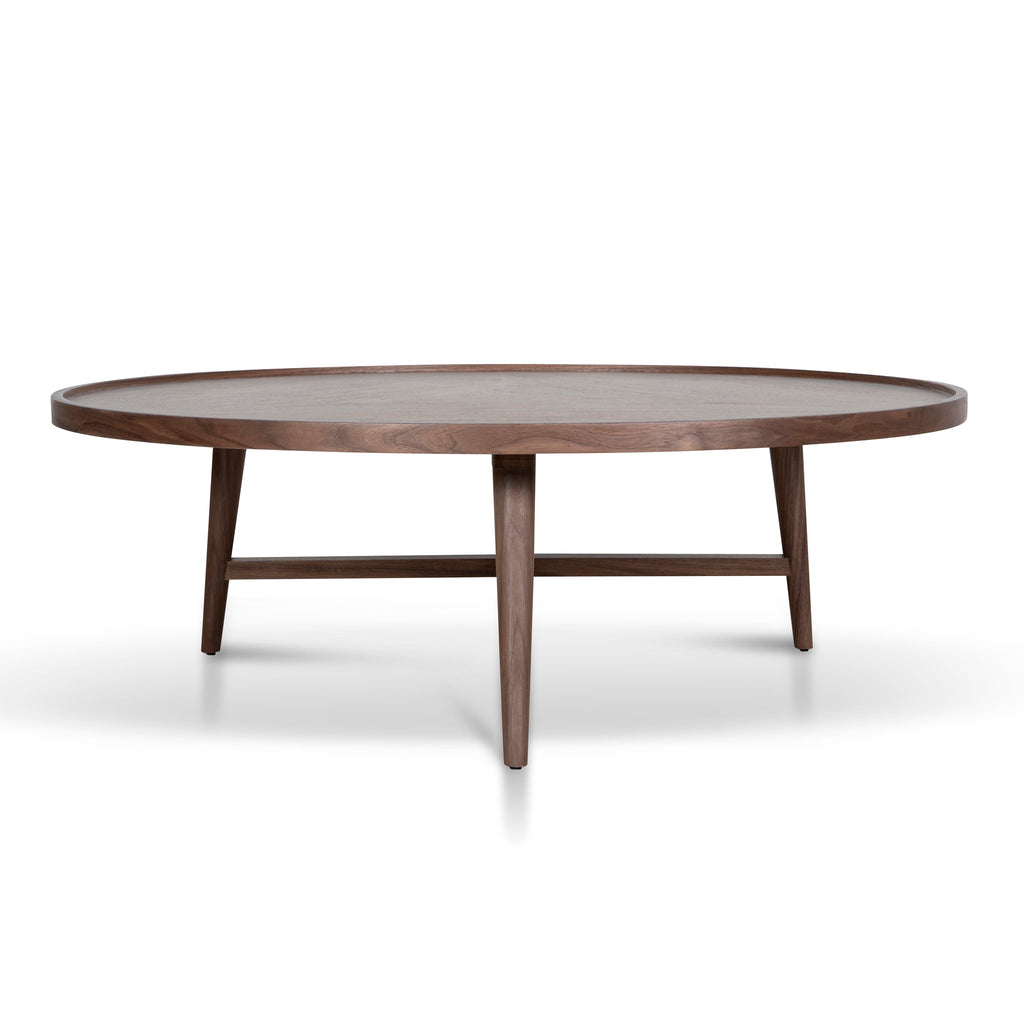 1.1m Wooden Round Coffee Table | Walnut | Myka Home - View 2