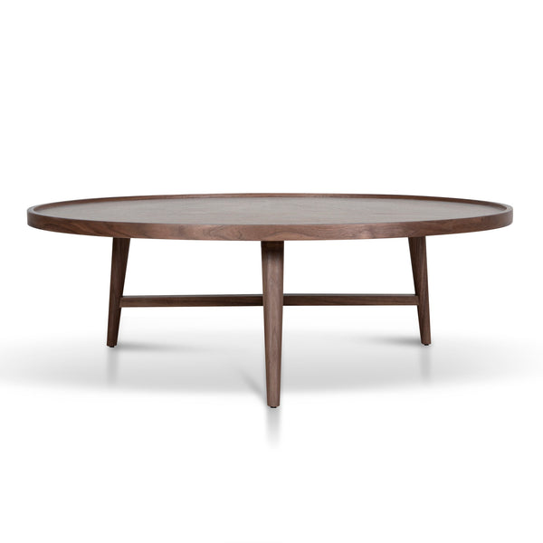 1.1m Wooden Round Coffee Table | Walnut | Myka Home - View 2