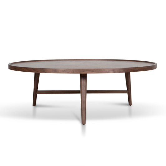 1.1m Wooden Round Coffee Table | Walnut | Myka Home