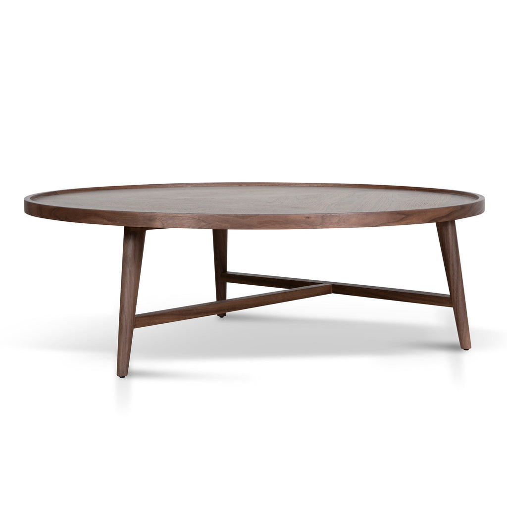 1.1m Wooden Round Coffee Table | Walnut | Myka Home
