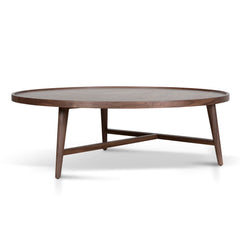 1.1m Wooden Round Coffee Table | Walnut | Myka Home