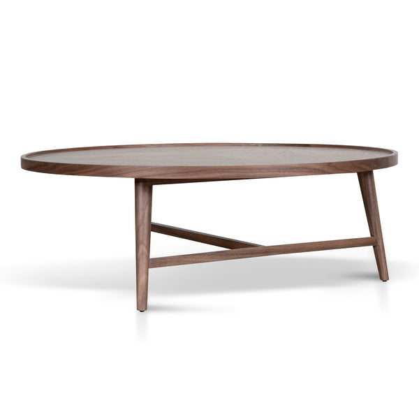 1.1m Wooden Round Coffee Table | Walnut | Myka Home - View 4