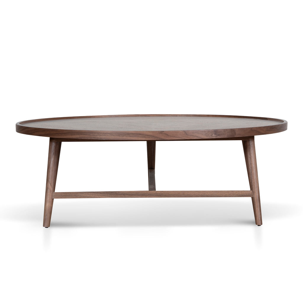 1.1m Wooden Round Coffee Table | Walnut | Myka Home - View 5