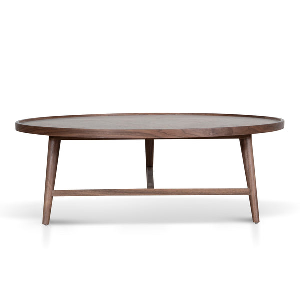 1.1m Wooden Round Coffee Table | Walnut | Myka Home - View 5