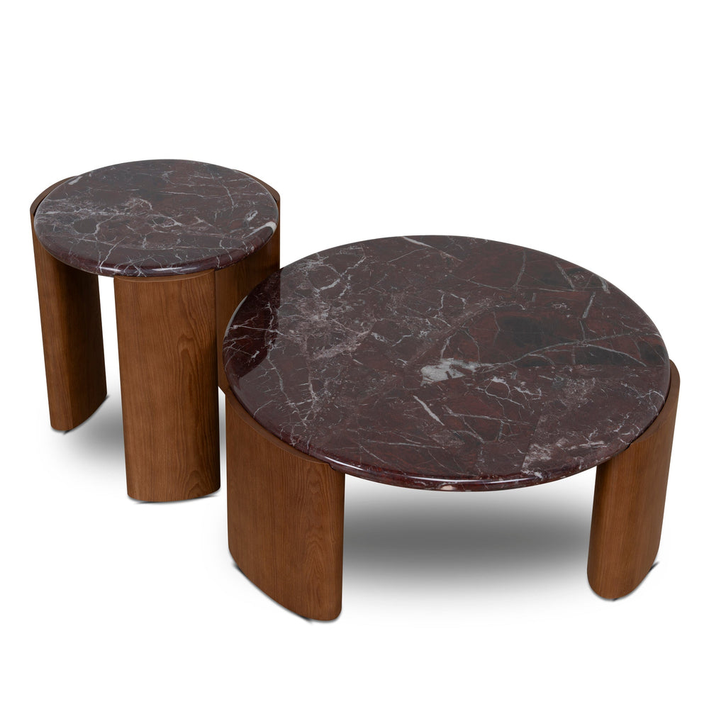Nested Rosso Levanto Marble Coffee Table | Walnut | Myka Home - View 3