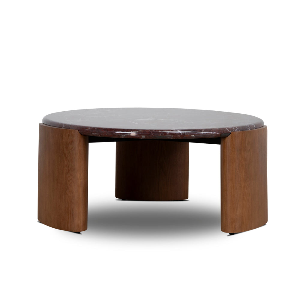 Nested Rosso Levanto Marble Coffee Table | Walnut | Myka Home - View 4