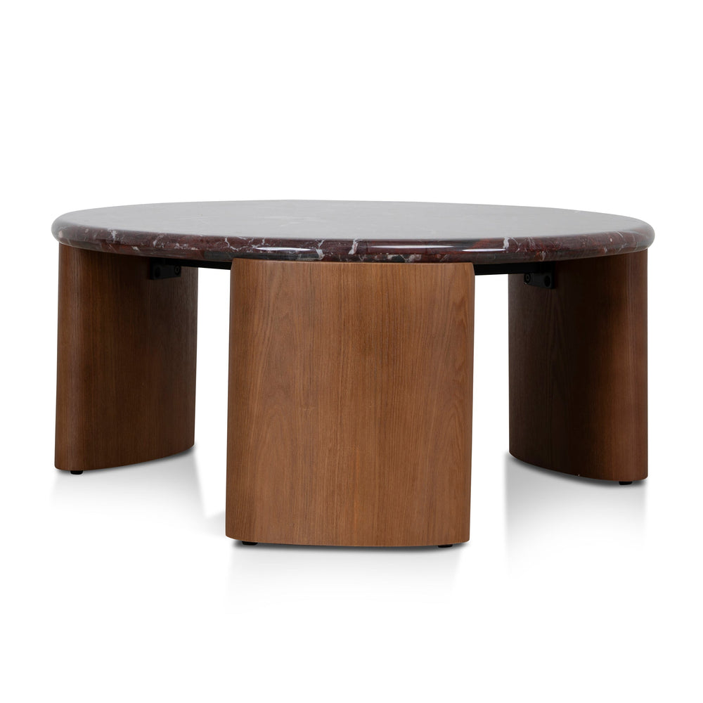 Nested Rosso Levanto Marble Coffee Table | Walnut | Myka Home - View 5