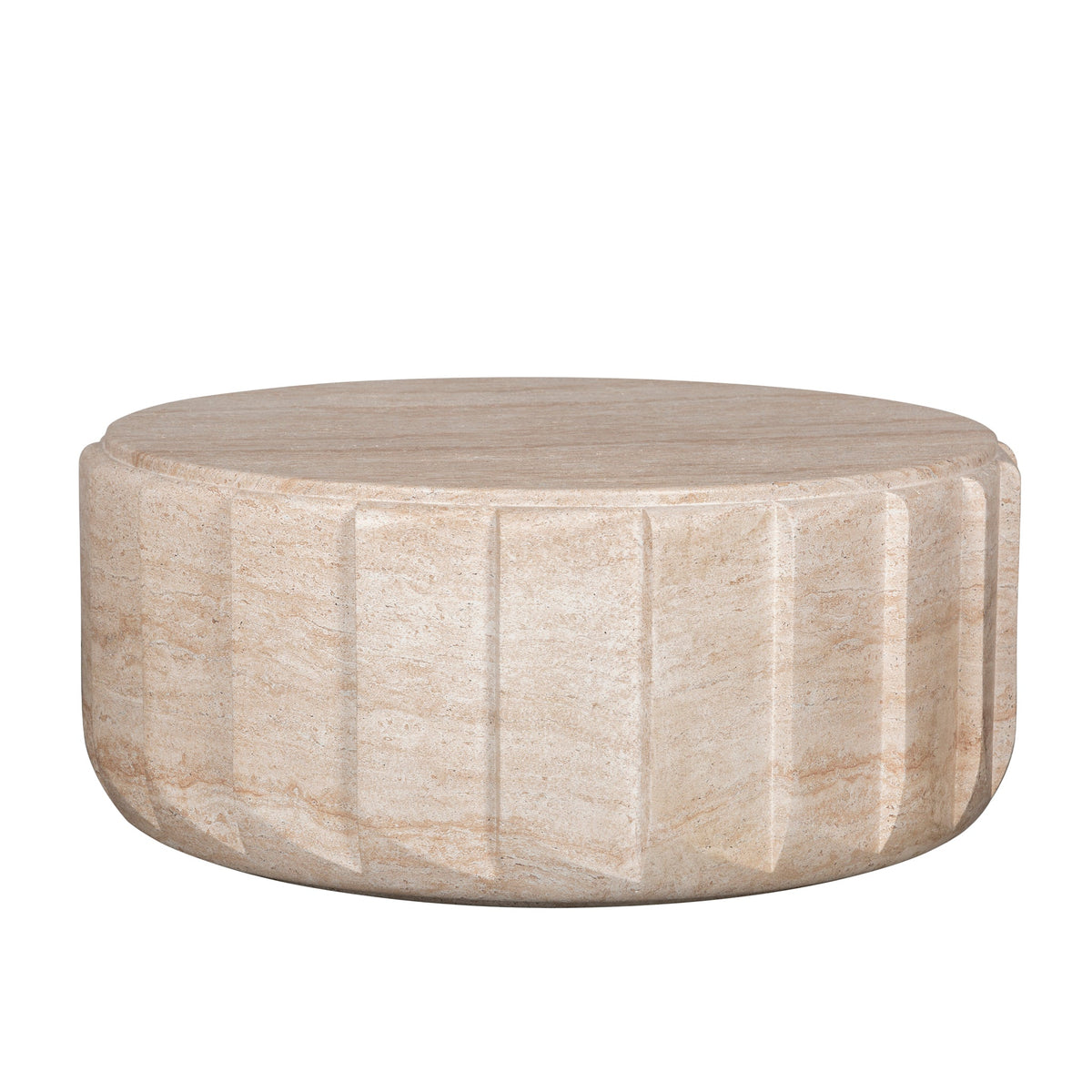 90cm Round Coffee Table | Light Travertine Look | Myka Home