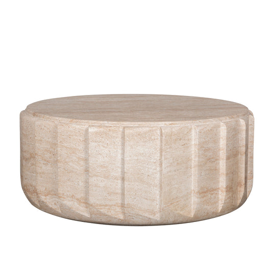 90cm Round Coffee Table | Light Travertine Look | Myka Home