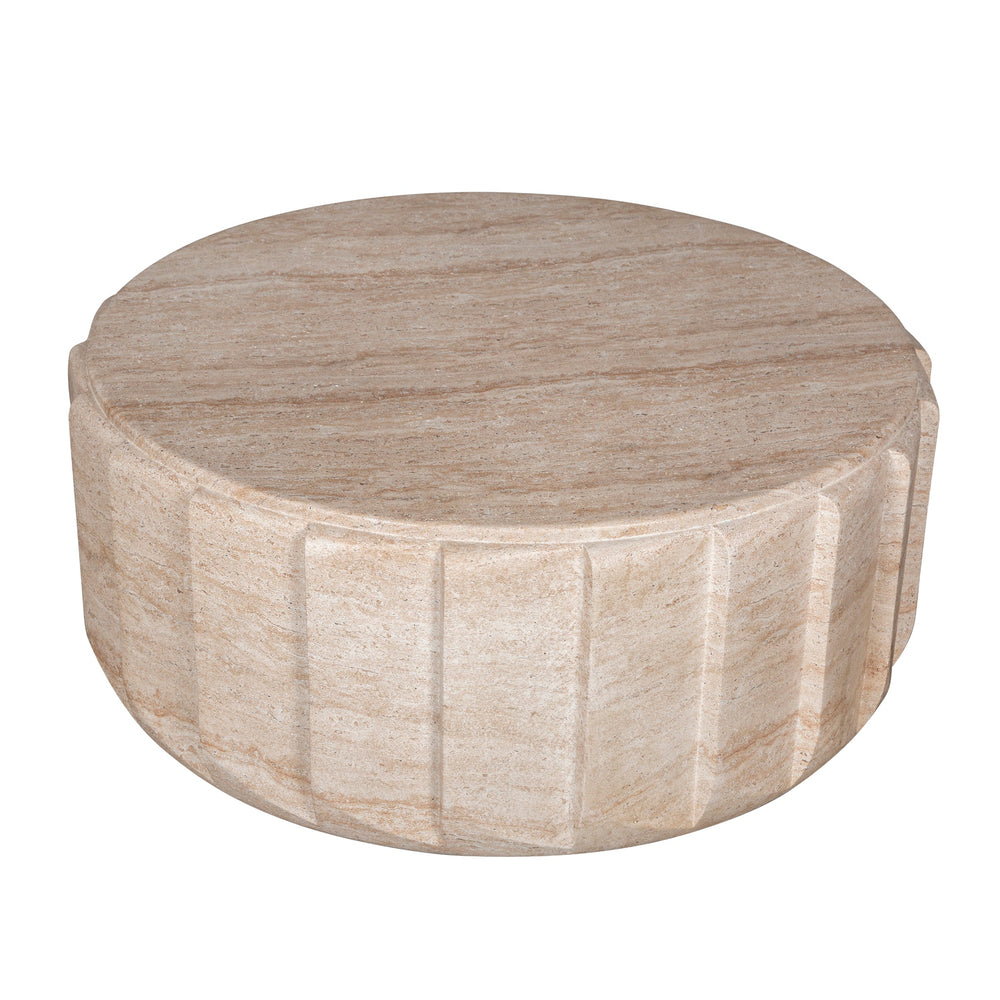90cm Round Coffee Table | Light Travertine Look | Myka Home - View 4