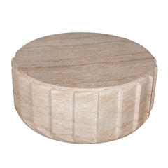 90cm Round Coffee Table | Light Travertine Look | Myka Home