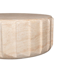 90cm Round Coffee Table | Light Travertine Look | Myka Home