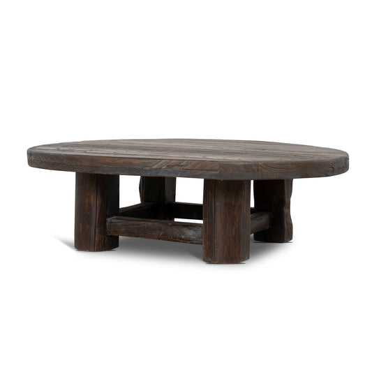 100CM Elm Round Coffee Table | Dark Brown | Myka Home