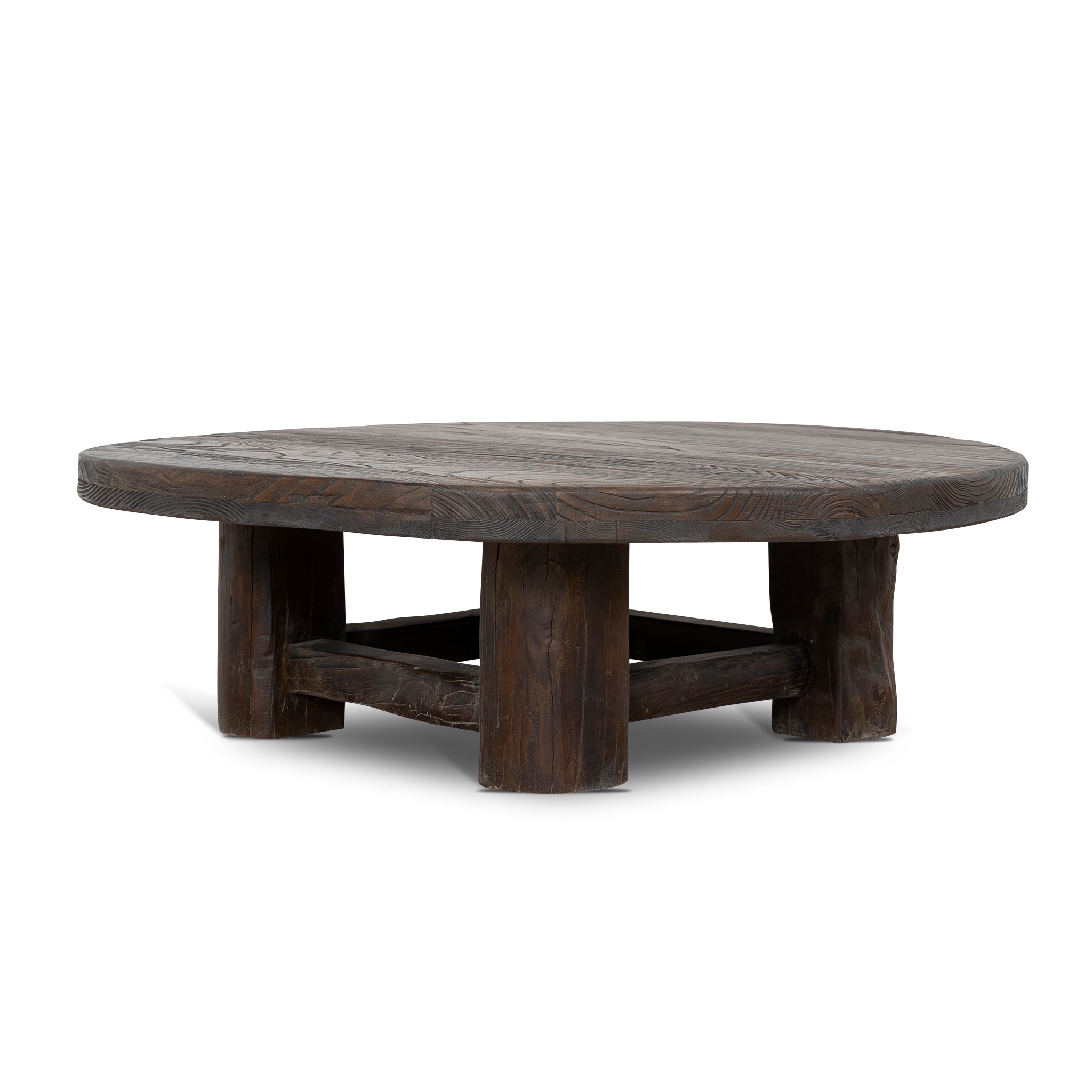 100CM Elm Round Coffee Table | Dark Brown | Myka Home