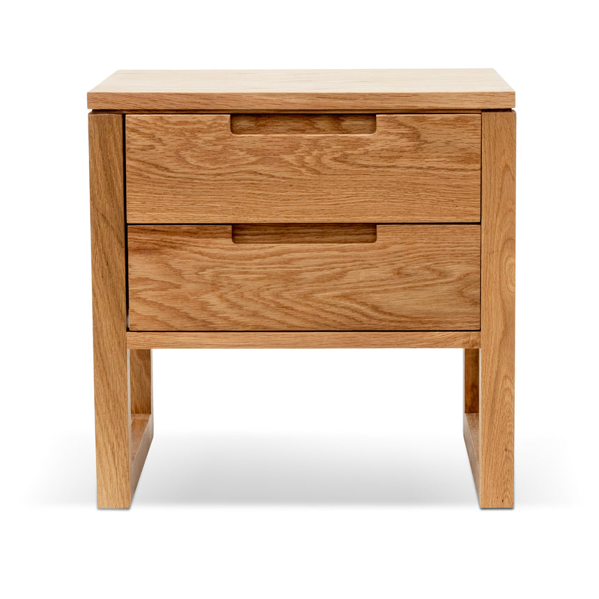 2 Drawer Wooden Bedside Table - Natural Oak - View 2