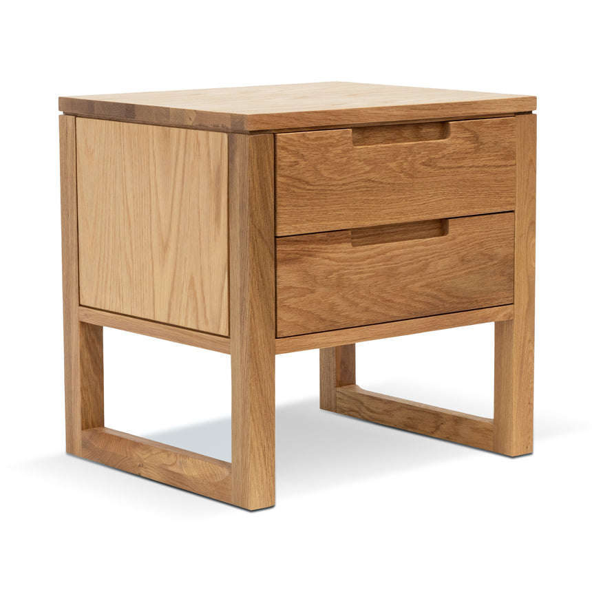 2 Drawer Wooden Bedside Table - Natural Oak - View 3