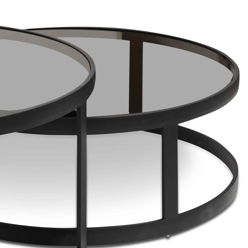 Nested Grey Glass Coffee Table - Black Base - View 5