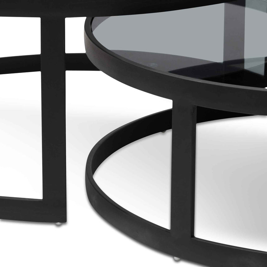 Nested Grey Glass Coffee Table - Black Base - View 6
