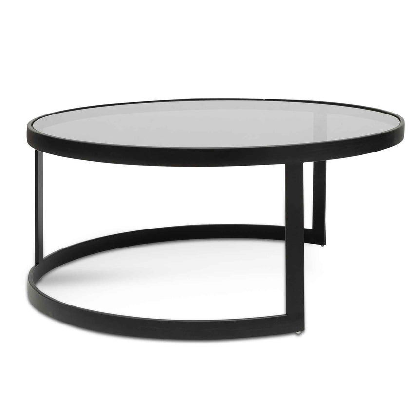 Nested Grey Glass Coffee Table - Black Base - View 8